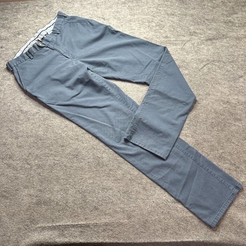 Peter Millar Chino Pants Men 35 x 34 Blue Stretch Cotton Flat Front Mid Rise